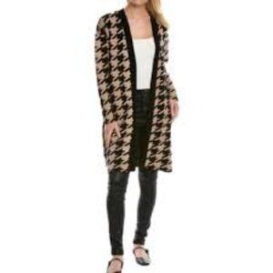 NWT The Limited Tan and Black Houndstooth Long Cardigan Size 3X